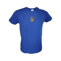 T-SHIRT COTONE BLU FRONTE LOGO, RETRO SCRITTA ITALIA