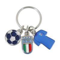 PORTACHIAVI IN METALLO CON TRE CIONDOLI,(PALLONE, MAGLIA, LOGO FIGC