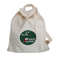 ZAINO SACCA IN COTONE CHIUSURA CORDONCINO E BOTTONE IN LEGNO LOGO ANA