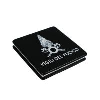 SPECCHIETTO DA BORSA VIGILI DEL FUOCO EFFETTO GOMMATO 5.5X5.5 CM