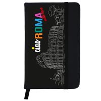 TACCUINO NERO A6 COPERTINA RIGIDA CON ELASTICO 14X9X1,5 CM ROMA WITH L