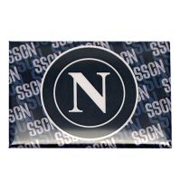 MAGNETE STAMPATO RETTANGOLARE CON LOGO NAPOLI BIANCO SU FONDO BLU