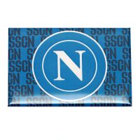 MAGNETE STAMPATO RETTANGOLARE CON LOGO NAPOLI BIANCO SU FONDO CELESTE
