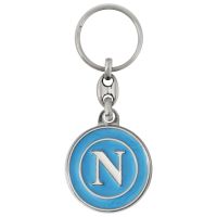 PORTACHIAVI IN METALLO SMALTATO CON LOGO BIANCO SU FONDO CELESTE