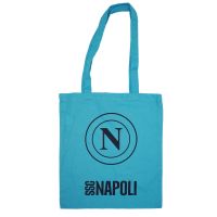 SHOPPER CELESTE STAMPA BLU LOGO SSC NAPOLI SU UN SOLO LATO