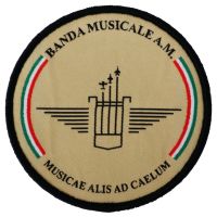 PATCH DISTINTIVO RICAMATO CON VELCRO DIAMETRO 90 MM BANDA MUSICALE AM