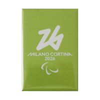 MAGNETE STAMPATO 78X53 MM PARALYMPIC EMBLEMA MONOCROMATICO FONDO VERDE