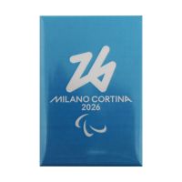 MAGNETE STAMPATO 78X53 MM PARALYMPIC EMBLEMA MONOCROMATICO FONDO AZZURRO