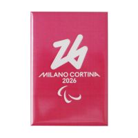 MAGNETE STAMPATO 78X53 MM PARALYMPIC EMBLEMA MONOCROMATICO FONDO ROSA