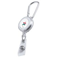 PORTA SKIPASS PLASTICA BIANCA CON CLIP DIA 32 MM BOTTONE PARALYMPIC EMBL