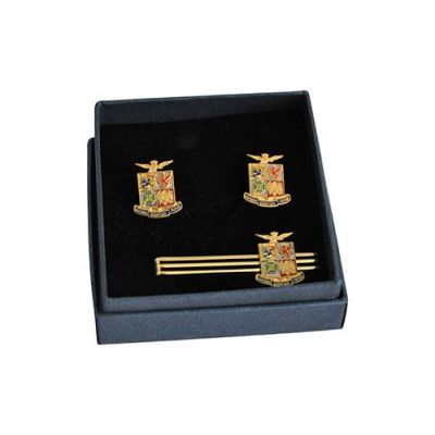 SET GEMELLI E FERMACRAVATTA CON LOGO SMALTATO AERONAUTICA MILITARE