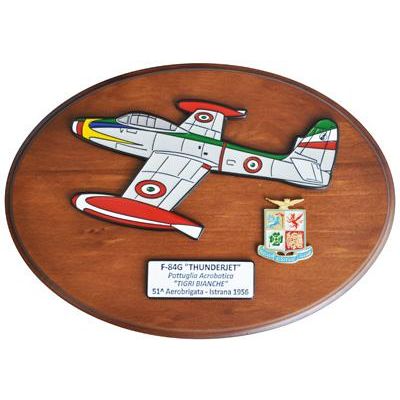 CREST ARALDICO AEREI F-84G THUNDERJET TIGRI BIANCHE ISTRANA 1956 AERONAUTICA MILITARE MIS CM 22,5 X 17,5