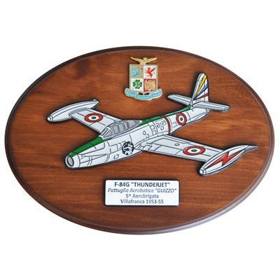 CREST ARALDICO AEREI F-84G THUNDERJET GUIZZO VILLAFRANCA 1953-55 AERONAUTICA MILITARE MIS CM 22,5 X 17,5