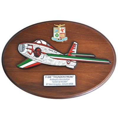 CREST ARALDICO AEREI F-84F THUNDERSTREAK DIAVOLI ROSSI GHEDI 1958 AERONAUTICA MILITARE MIS CM 22,5 X 17,5