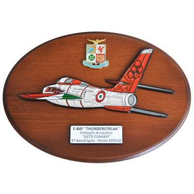 CREST ARALDICO AEREI F-84F THUNDERSTREAK GETTI TONANTI RIMINI 1959-60 AERONAUTICA MILITARE MIS CM 22,5 X 17,5