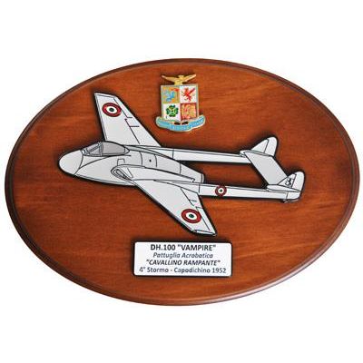 CREST ARALDICO AEREI DH.100 VAMPIRE CAVALLINO RAMPANTE CAPODICHINO 1952 AERONAUTICA MILITARE MIS CM 22,5 X 17,5