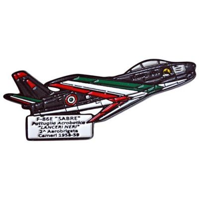 MAGNETE IN METALLO SMALTATO F-86E SABRE LANCERI NERI CAMERI 1958-59 AERONAUTICA MILITARE