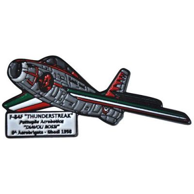 MAGNETE IN METALLO SMALTATO F-84F THUNDERSTREAK DIAVOLI ROSSI GHEDI 1958 AERONAUTICA MILITARE