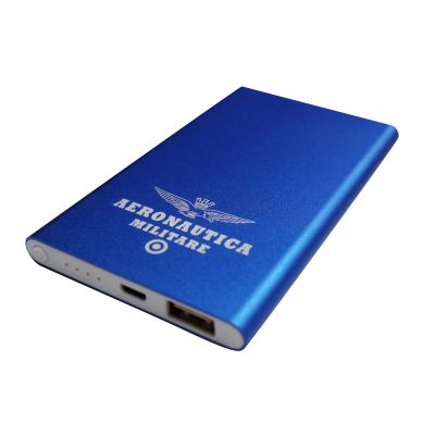 POWERBANK IN ALLUMINIO BLU A.M., BATTERIA LITIO DA 4000 MAH, CAVO USB INCLUSO DIMENSIONI 6,5X11X0,9 CM