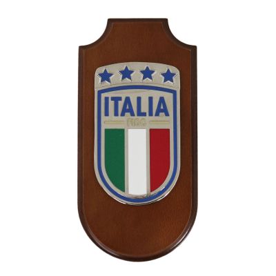 CREST CON PLACCA METALLICA MONTATA SU LEGNO 20X16 CM  FIGC