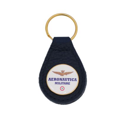 PORTACHIAVI STANDARD IN PELLE BLU E LOGO SU ETICHETTA