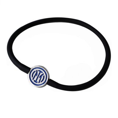 BRACCIALE IN SILICONE NERO PIASTRINA LOGO INTER