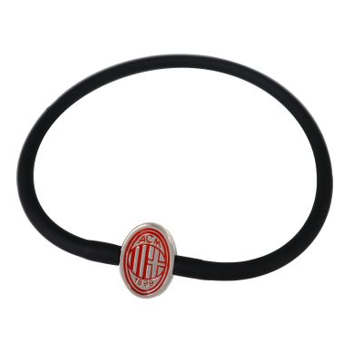 BRACCIALE IN SILICONE NERO PIASTRINA LOGO MILAN