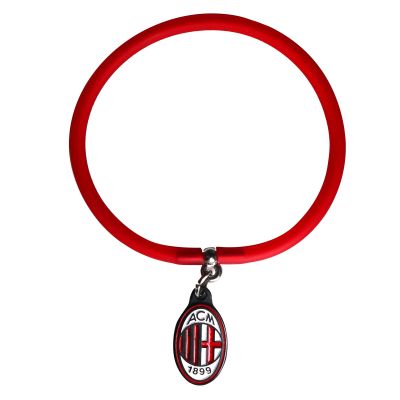 BRACCIALE IN SILICONE ROSSO CON PENDAGLIO LOGO MILAN