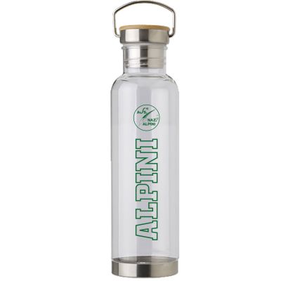 BORRACCIA IN TRITAN TRASPARENTE 800 ML CON TAPPO IN ACCIAIO E BAMBOO ANA