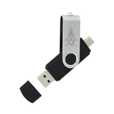 CHIAVETTA USB OTG 8 GB VIGILI DEL FUOCO CON MECCANISMO A ROTAZIONE DOPPI