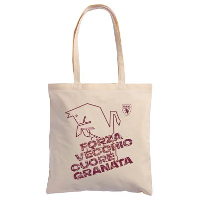 SHOPPER IN COTONE ECRU' CON LOGO GRANATA