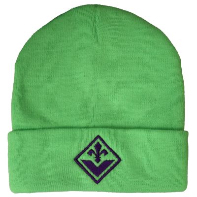 CAPPELLO ACRILICO RICAMATO VERDE FLUO FIORENTINA