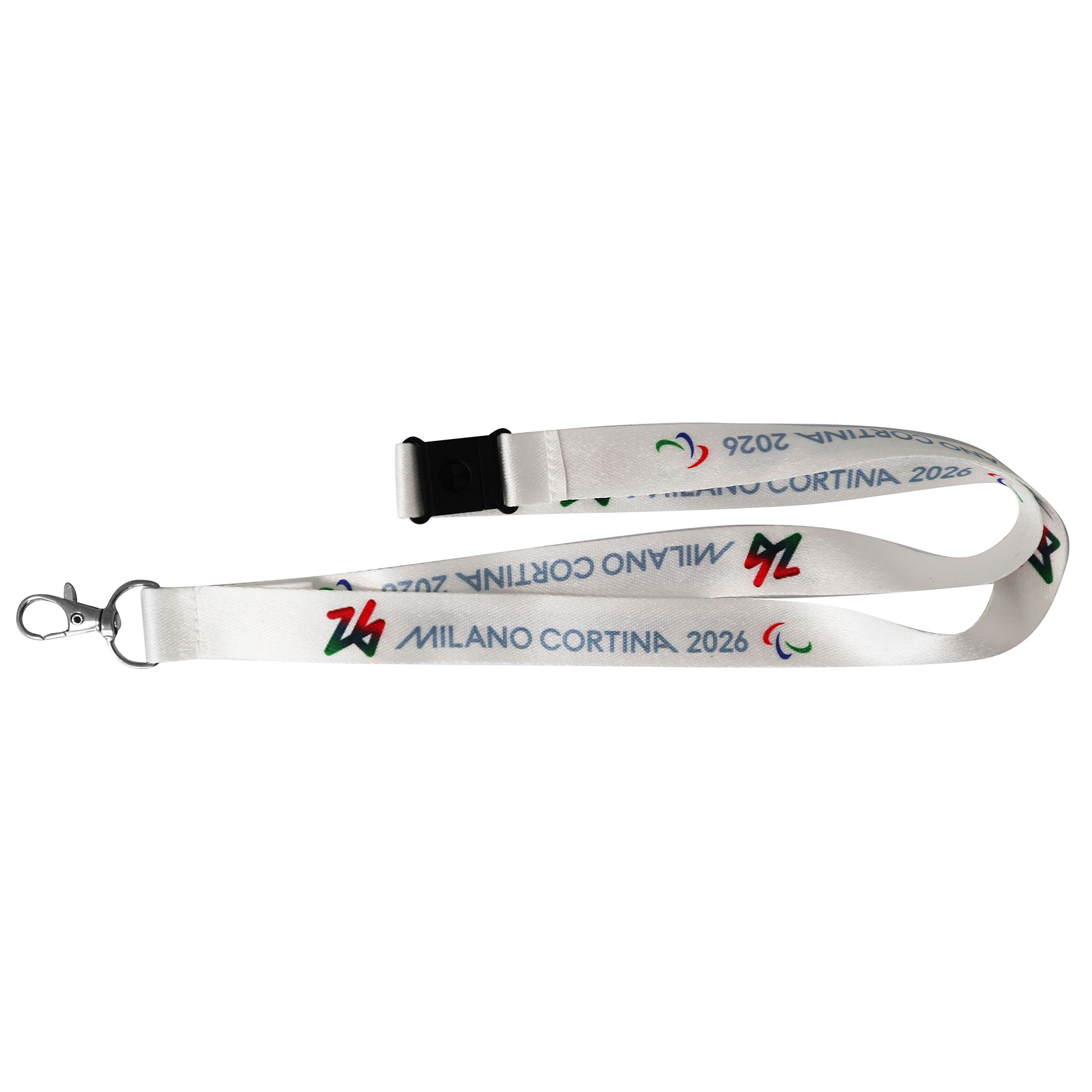 PORTAPASS NASTRO 20 MM GANCIO PARALYMPIC EMBLEMA COLORATO FONDO BIANCO