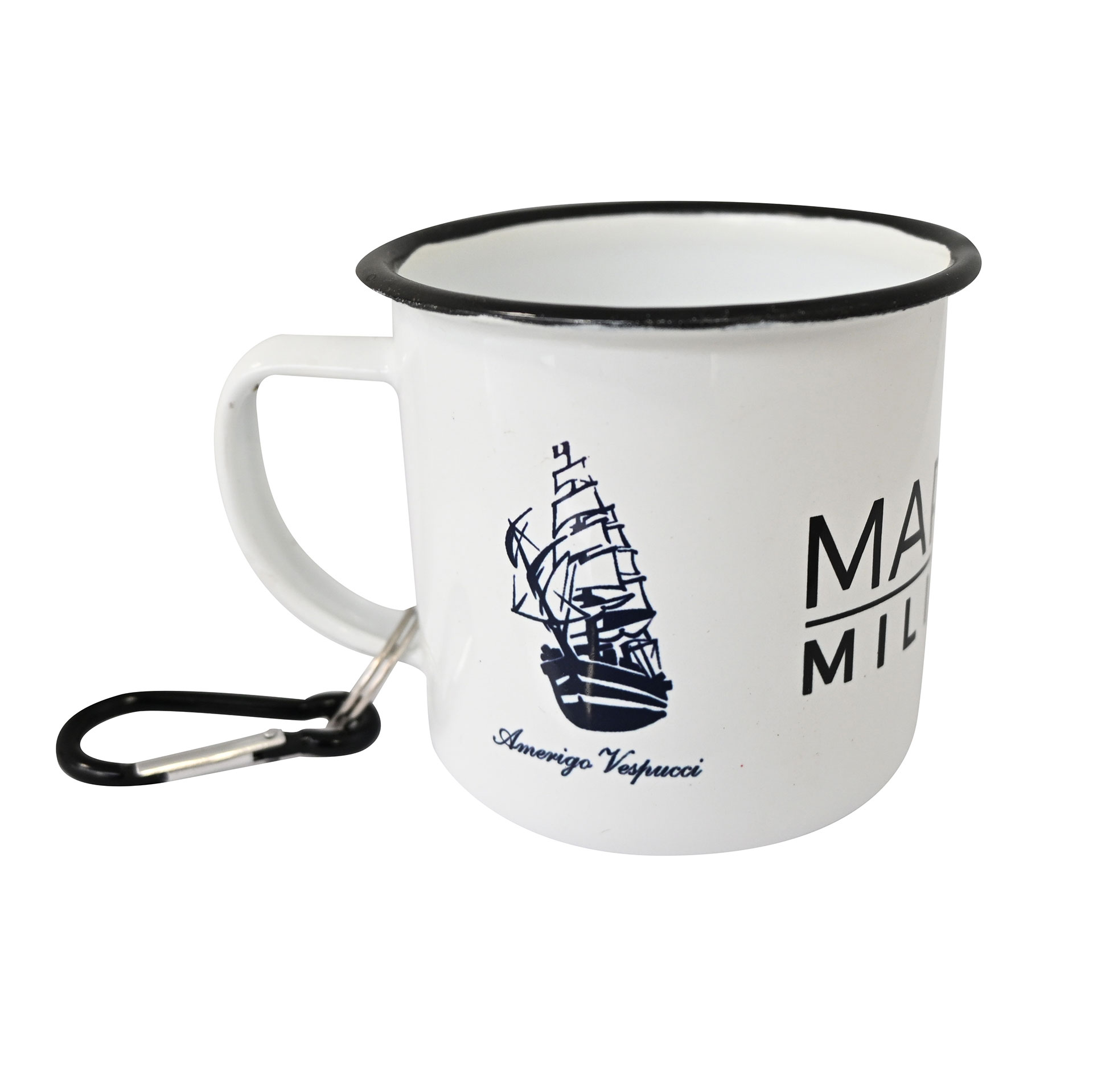 TAZZA VINTAGE IN METALLO SMALTATO AMERIGO VESPUCCI MARINA MILITARE