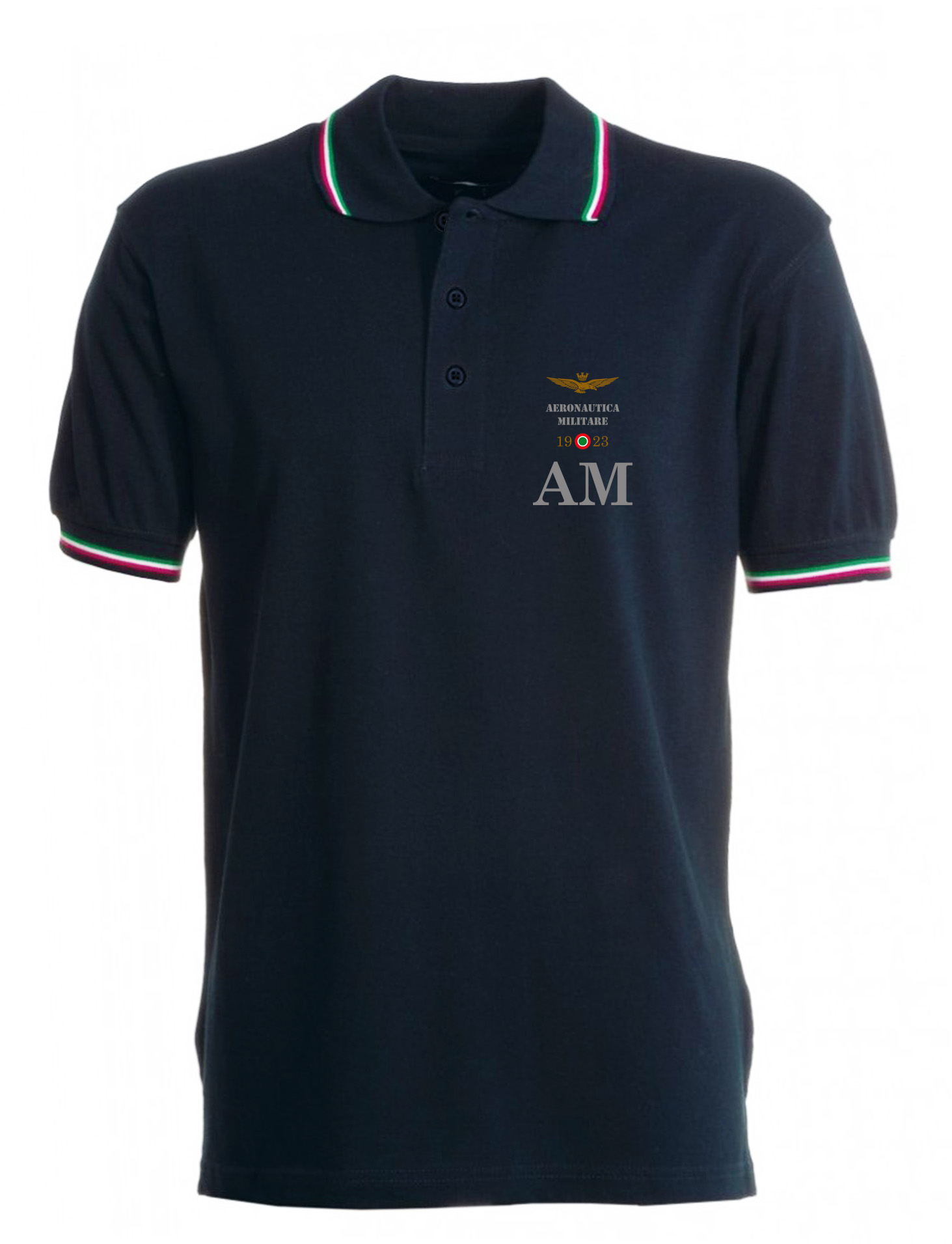 POLO BLU CON MANICHE TRICOLORETG.XS