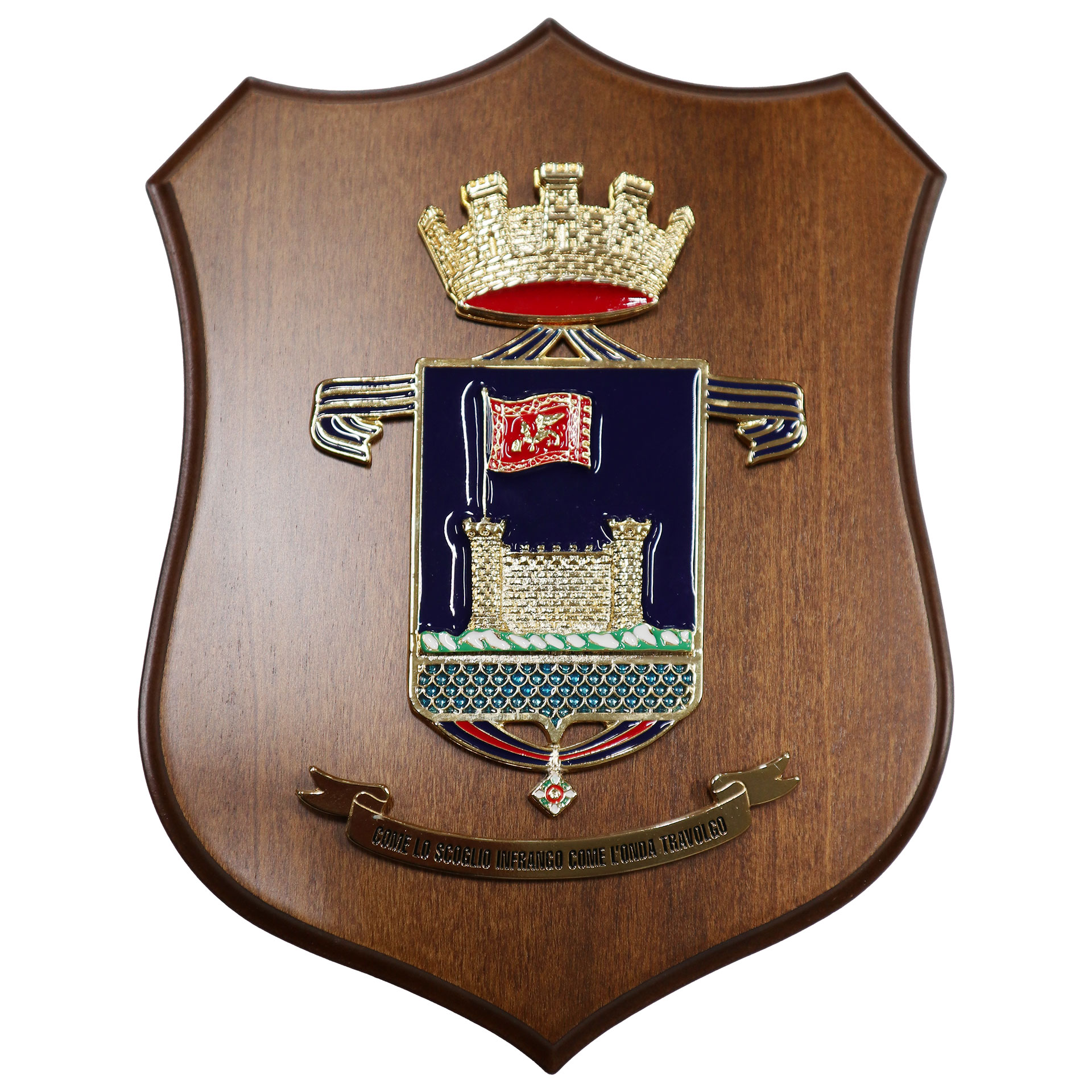 CREST METALLO SMALTATO BASE LEGNO 22,5X17,5CM RGT LAGUNARI SERENISSIMA