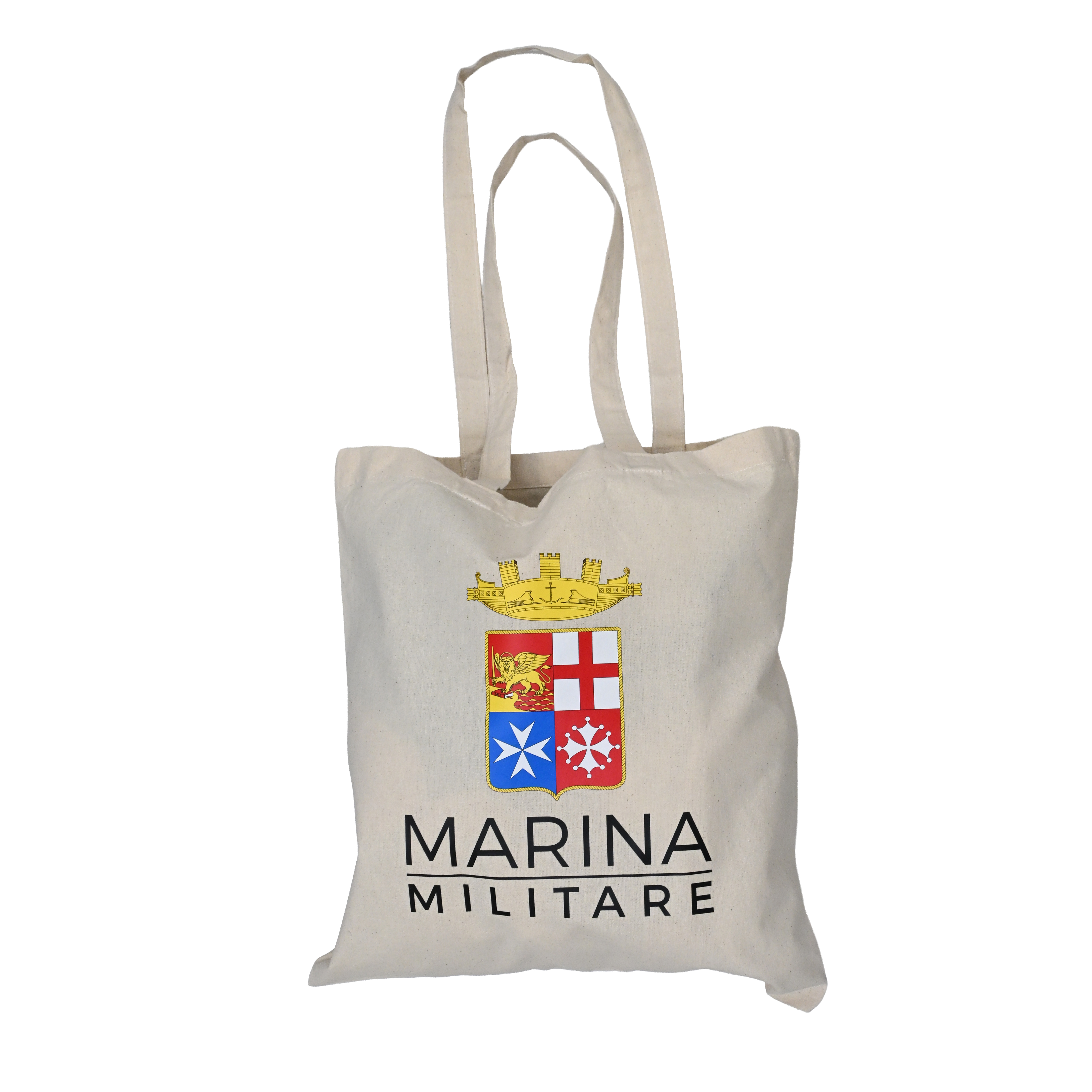 SHOPPER IN COTONE NATURALE 38X42CM MANICI LUNGHI MARINA MILITARE