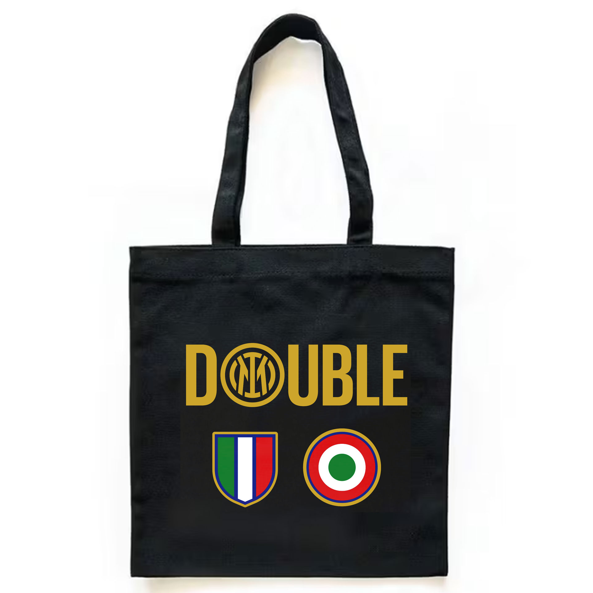SHOPPER IN COTONE NERA LINEA DOUBLE INTER
