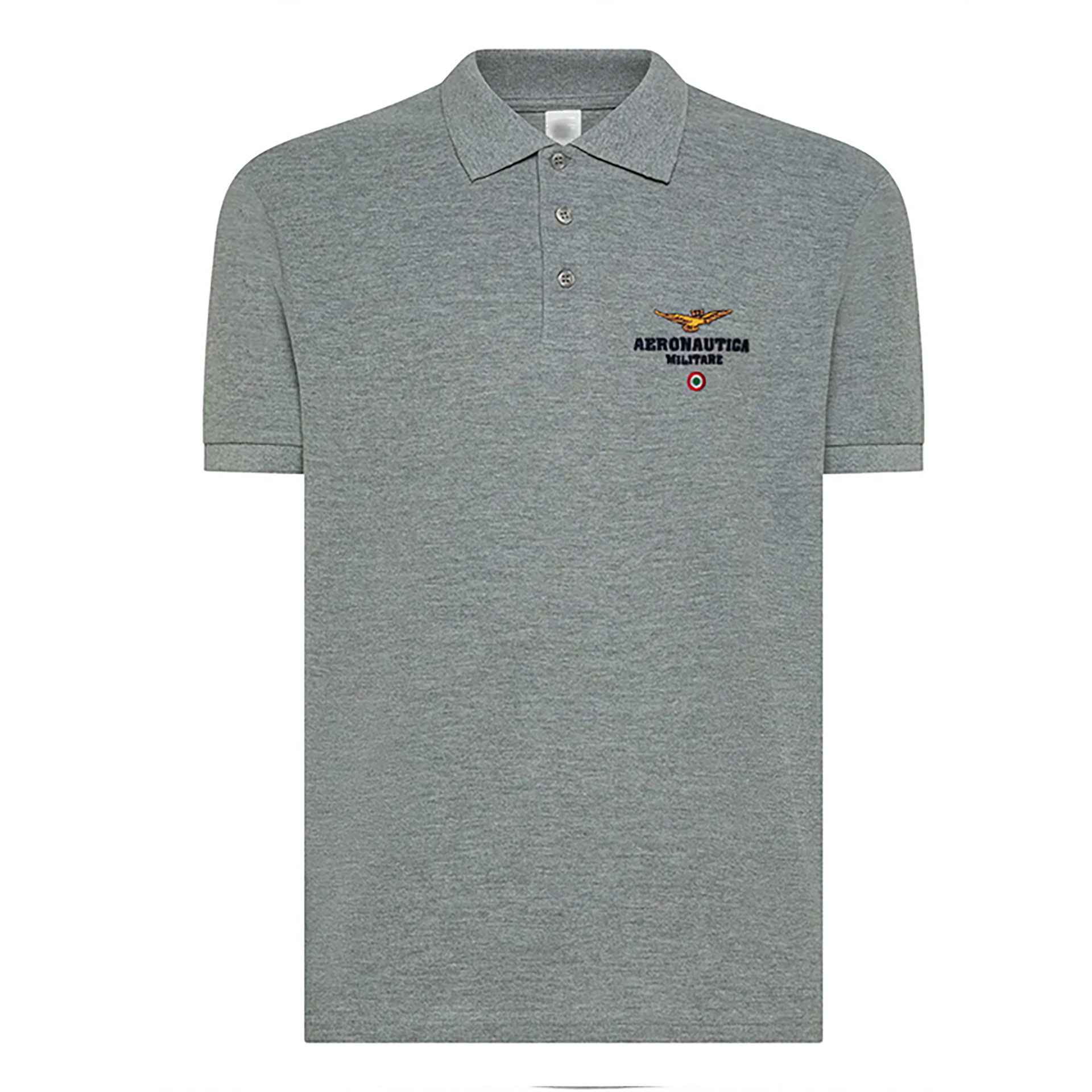 POLO GRIGIA CHIUSURA 3 BOTTONI TONO SU TONO AERONAUTICA MILITARE