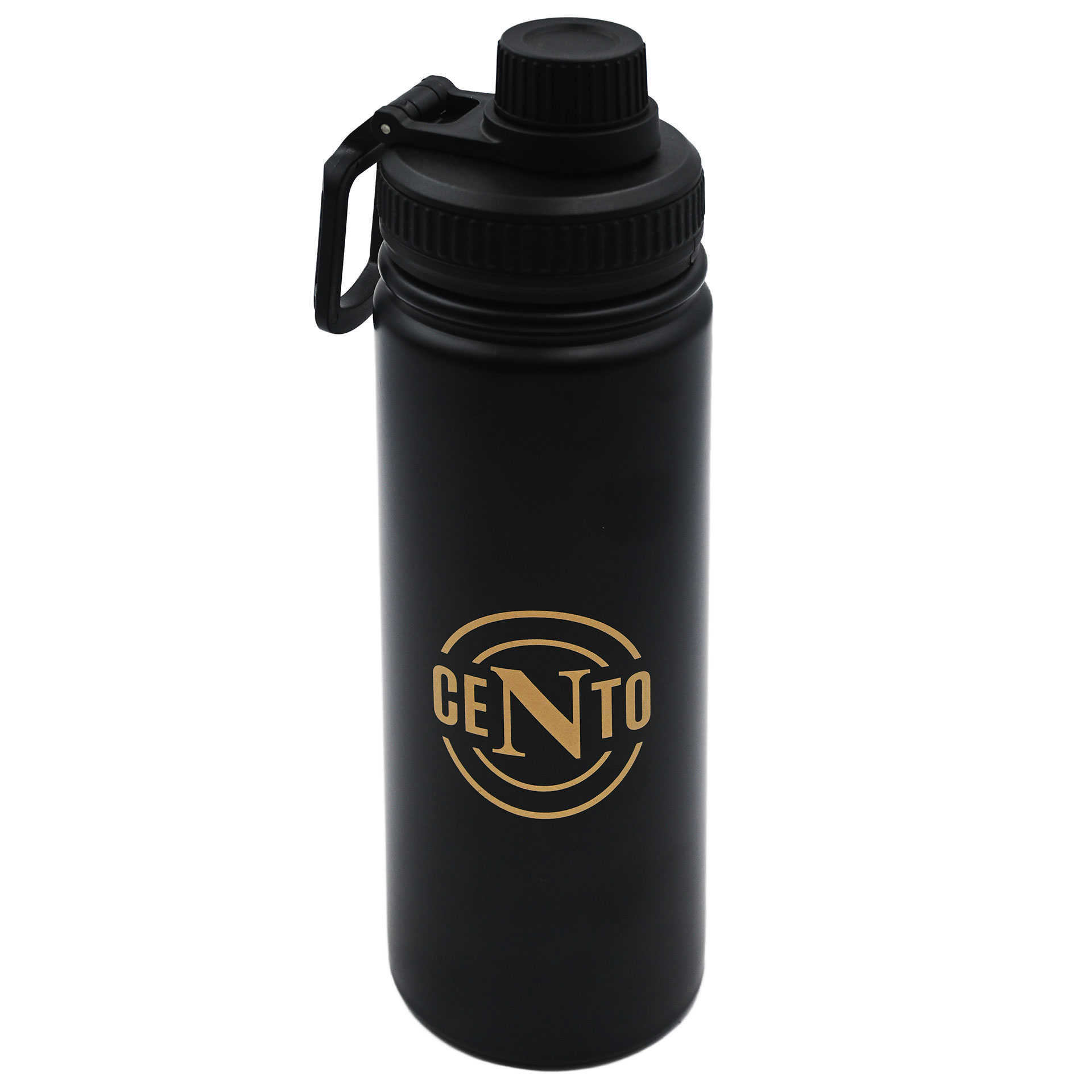 BORRACCIA IN ACCIAIO INOX CON BECCUCCIO NERA 500 ML CON LOGO DORATO NA
