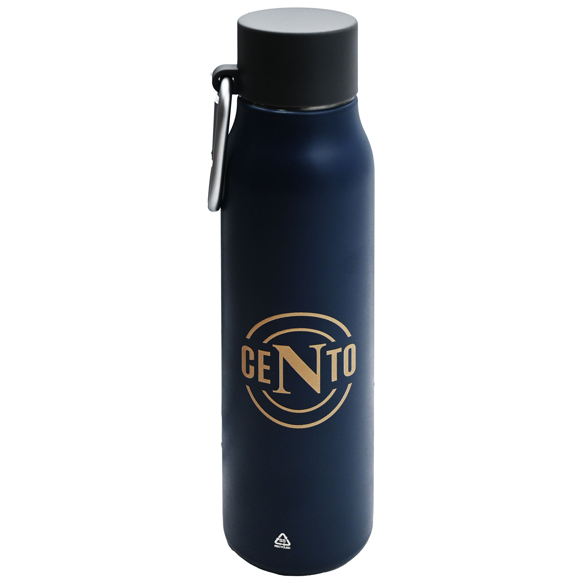 BORRACCIA IN ACCIAIO INOX COLORE NAVY 600 ML CON LOGO DORATO NAPOLI CENT