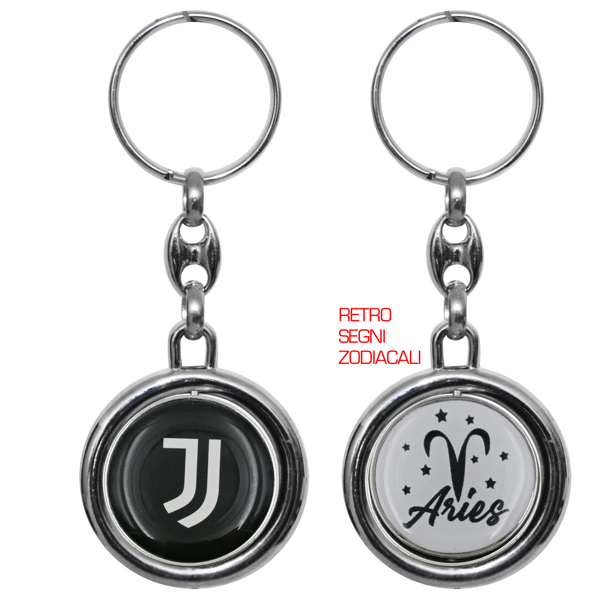 PORTACHIAVI GIREVOLE CON IL SEGNO ZODIACALE JUVENTUS