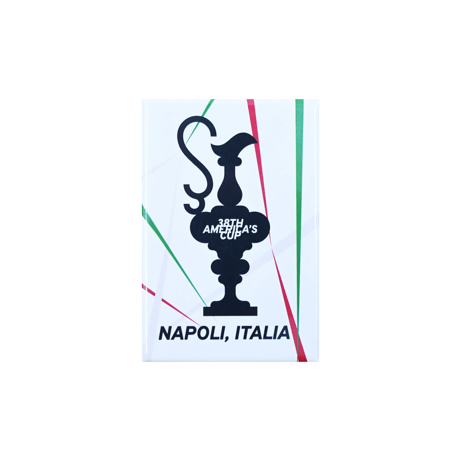 MAGNETE AMERICA'S CUP 38 RETTANGOLARE COPPA E LINEE TRICOLORE IN METALLO