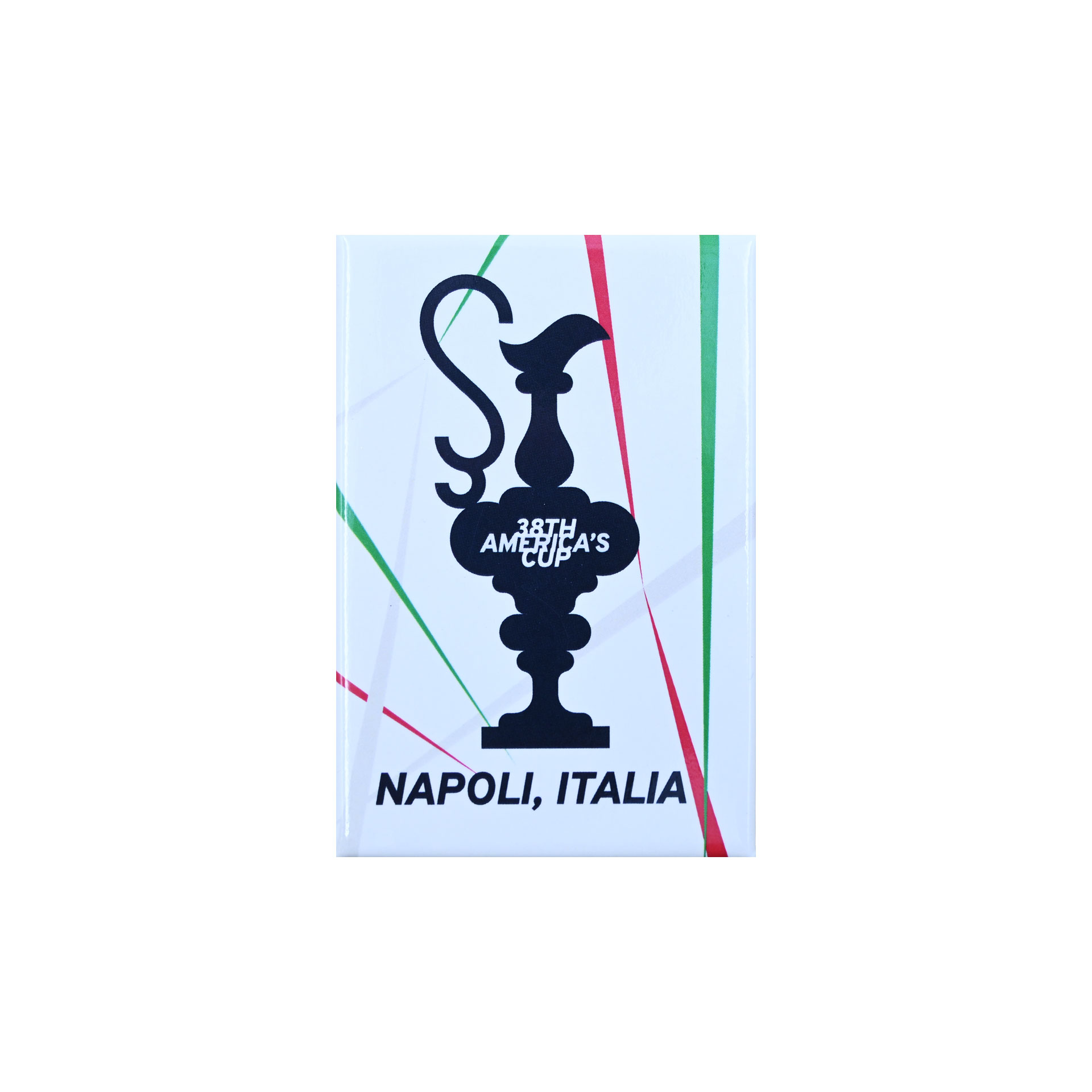 MAGNETE AMERICA'S CUP 38 RETTANGOLARE COPPA E LINEE TRICOLORE IN METALLO