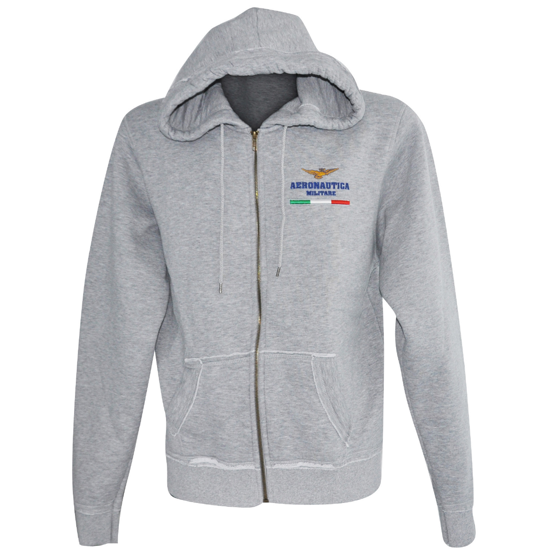 FELPA GRIGIA CON CAPPUCCIO E ZIP AERONAUTICA MILITARE