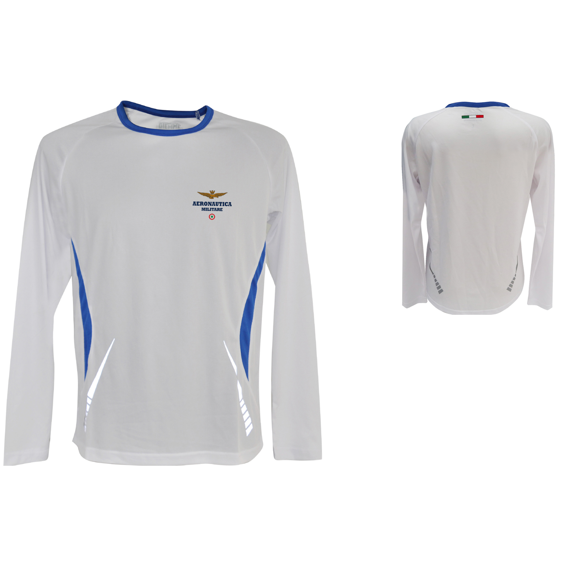 T-SHIRT RUNNING, MANICA LUNGA, LOGO STAMPATO, 100% POLIESTERE AERONAUTICA MILITARE