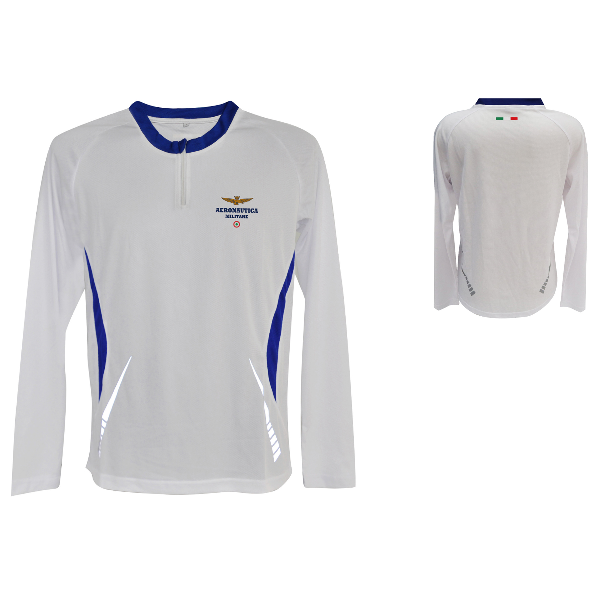 T-SHIRT MANICA LUNGA CON ZIP, LOGO STAMPATO, 100% POLIESTERE AERONAUTICA MILITARE
