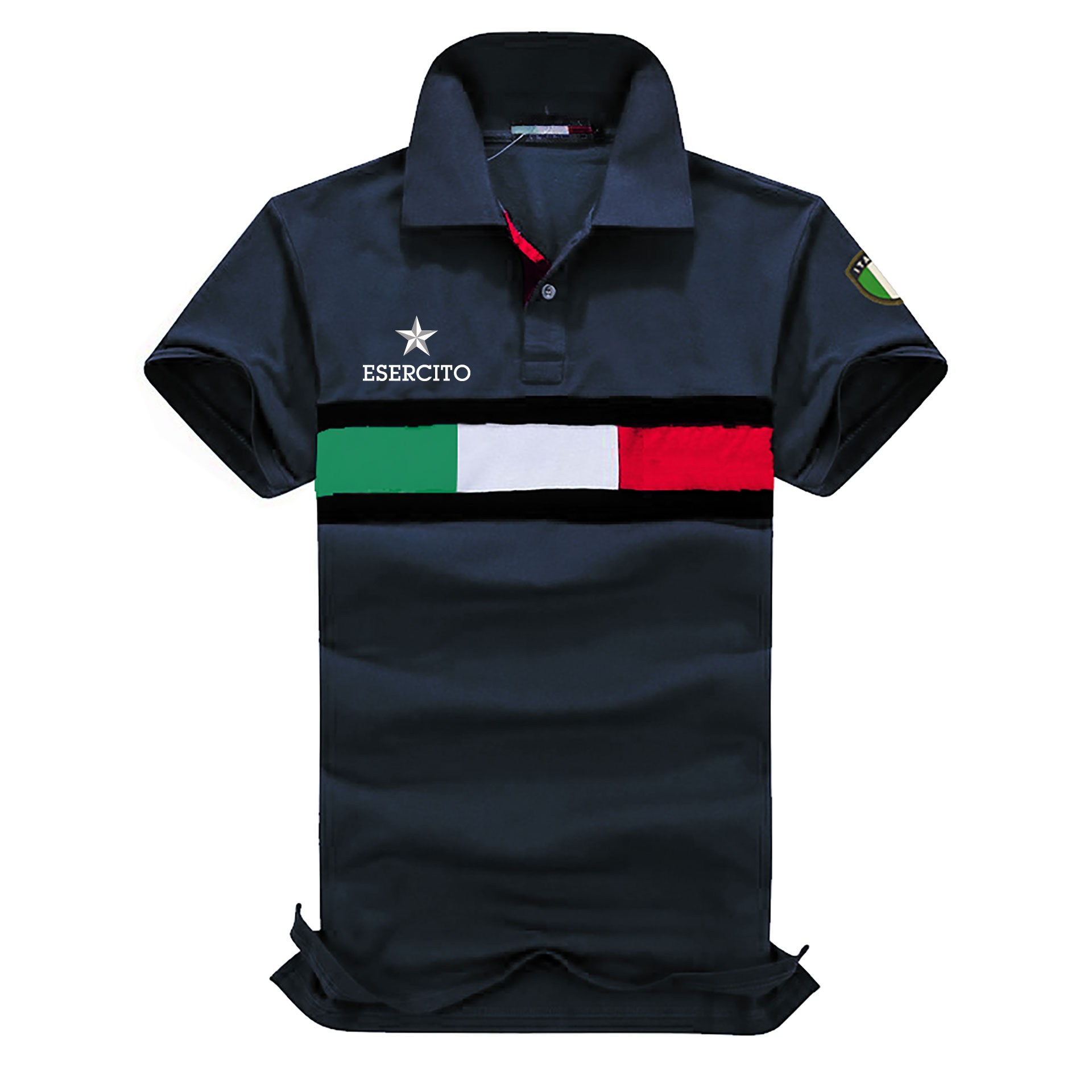 POLO MANICHE CORTE BLU 100% COTONE ESERCITO ITALIANO