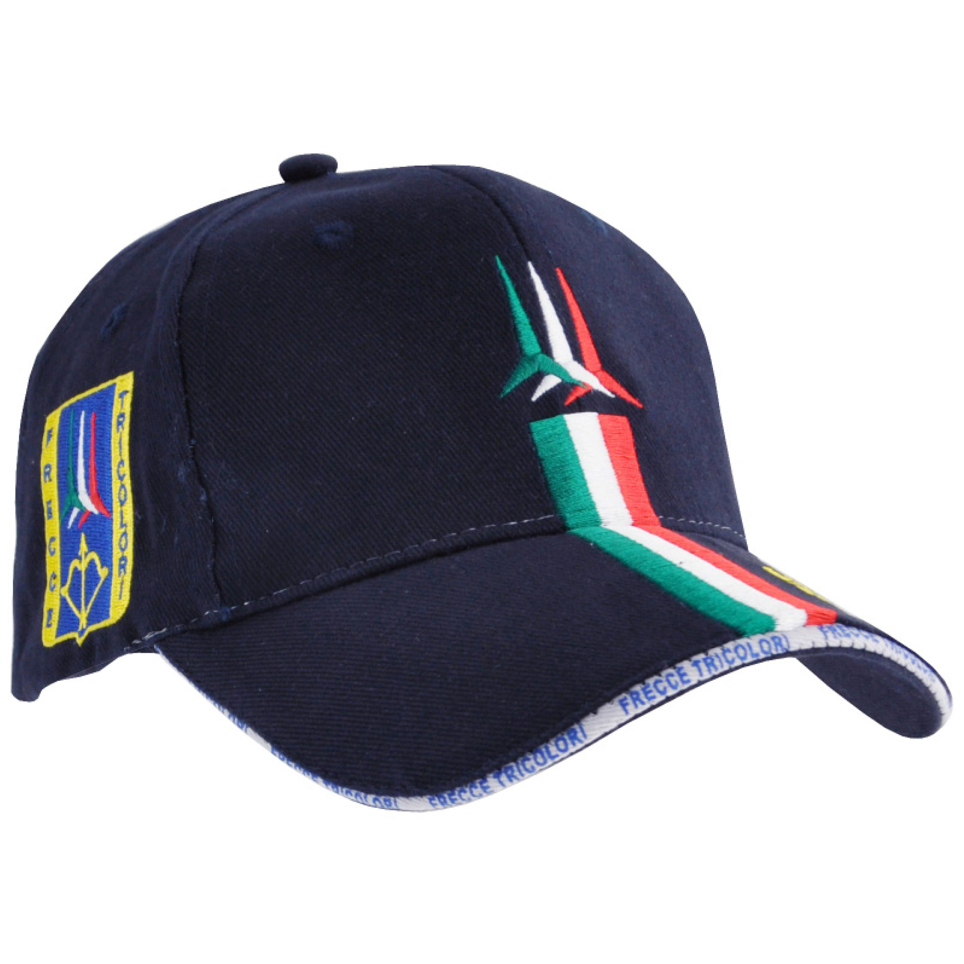 CAPPELLINO IN COTONE BLU LOGO FRONTALE E VISIERA FRECCE TRICOLORI