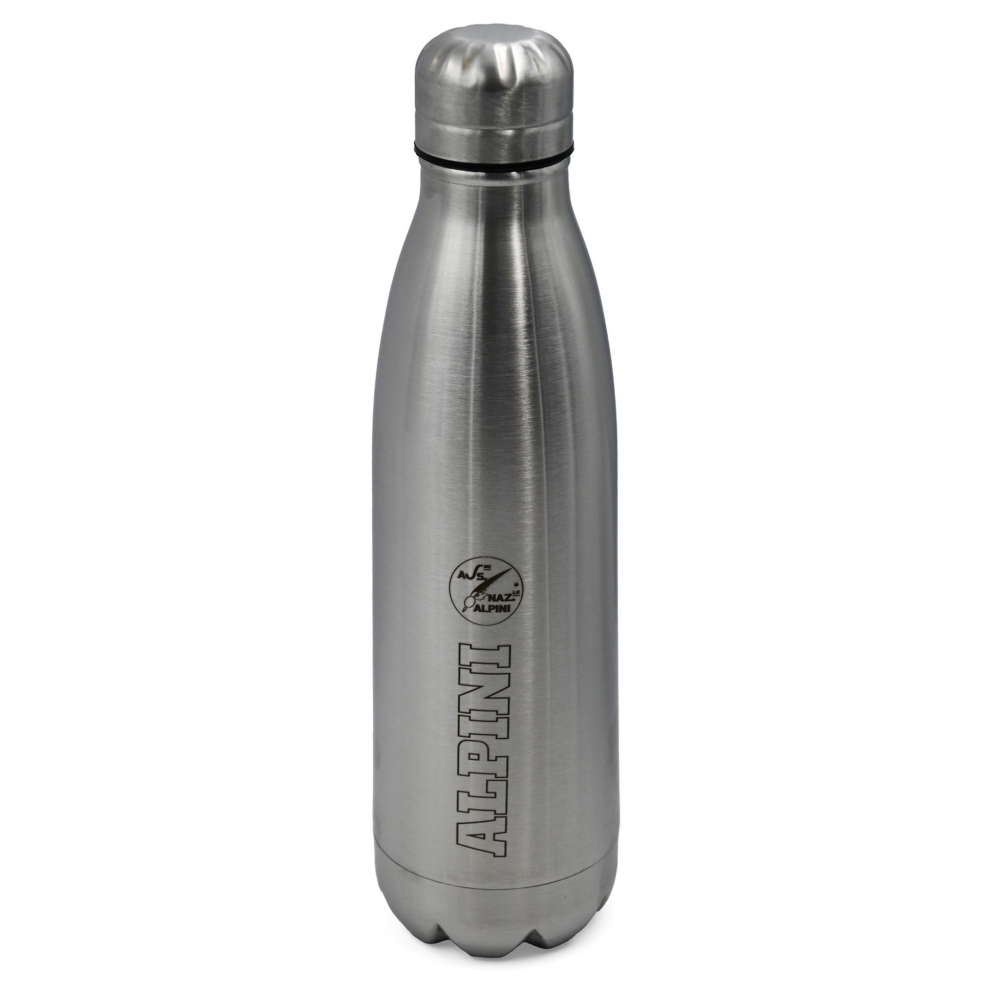 BORRACCIA IN ACCIAIO INOX ARGENTO 500 ML CON LOGO ANA E SCRITTA ALPINI
